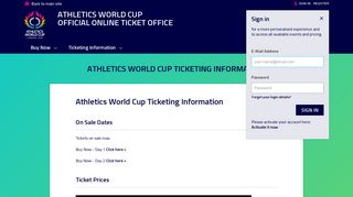 Athletics World Cup Ticketing Information - eTickets