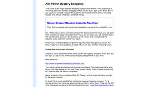 Ath Power Mystery Shopping - Mysteryshoponline.com