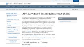 APA Advanced Training Institutes (ATIs) - American Psychological ...