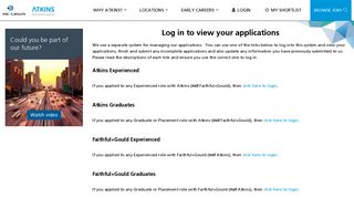 Log in to view your applications | Atkins Careers