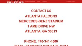 Contact Us Page | Atlanta Falcons Account Manager
