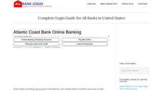 Atlantic Coast Bank: Login Guide | Paperless Online Banking - All ...