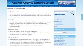 Personal ID Number (PIN) | Atlantic County Library System