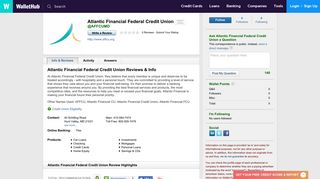 Atlantic Financial Federal Credit Union Reviews - WalletHub