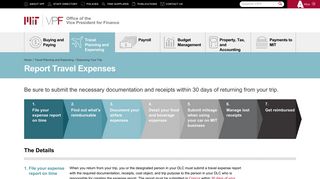 Report Travel Expenses | MIT VPF