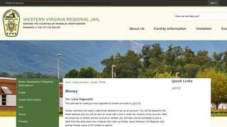 Money | Western Virginia Regional Jail, VA