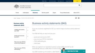 Business activity statements (BAS) | Australian Taxation Office - ATO