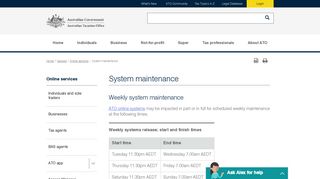 System maintenance | Australian Taxation Office - ATO