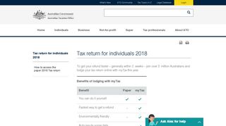 Tax return for individuals 2018 | Australian Taxation Office - ATO