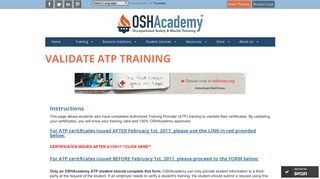 Validate ATP Training - OSHAcademy