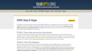 SAFER: Sleep & Fatigue : STILL OPTI