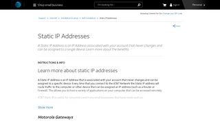 Static IP Addresses - Internet Support - AT&T