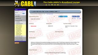 $100 PER HR AT&T ACAS CONSULTANT - Cable