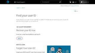 Find Your User ID - Internet Support - AT&T