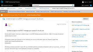 Unable to login to myAT&T 'manage your account' vi... - AT&T ...