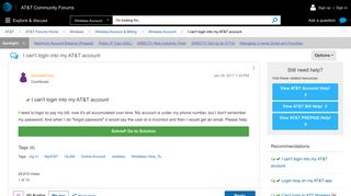 Solved: I can't login into my AT&T account - AT&T Community