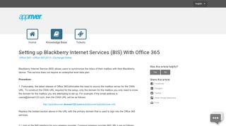 Setting up Blackberry Internet Services (BIS) With Office 365