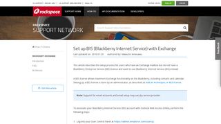 Set up BIS (Blackberry Internet Service) with Exchange