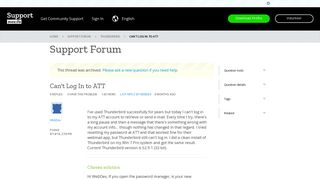 Can't Log In to ATT | Thunderbird Support Forum | Mozilla Support