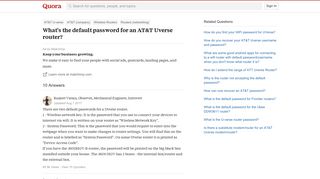 What's the default password for an AT&T Uverse router? - Quora