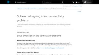 Solve email signing in and connectivity problems - AT&T