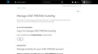 Manage AT&T PREPAID (Formerly GoPhone) AutoPay - Wireless ...