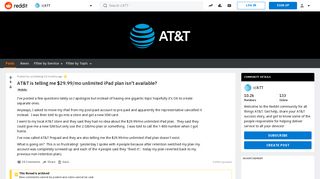 AT&T is telling me $29.99/mo unlimited iPad plan isn't available ...