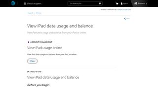 View iPad Data Usage and Balance - Wireless Support - AT&T