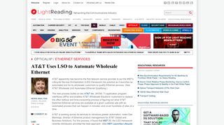 AT&T Uses LSO to Automate Wholesale Ethernet | Light Reading