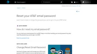 Change or Reset Your AT&T Email Password - Internet Support