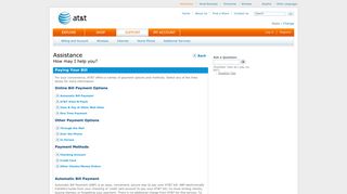 Assistance: Paying Your Bill FAQs - AT&T Customer Center