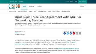 Opus Signs Three-Year Agreement with AT&T for Networking Services