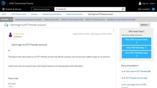 Can't login to ATT Premier account - AT&T Community