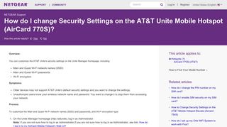 How do I change Security Settings on the AT&T Unite Mobile Hotspot ...