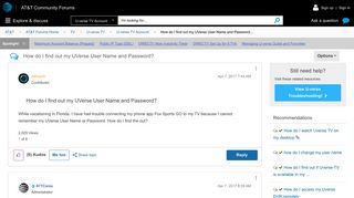 How do I find out my UVerse User Name and Password... - AT&T ...