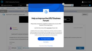 Ipad won't connect to home wifi - AT&T Community