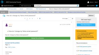 Solved: How do I change my Yahoo email password? - AT&T Community ...