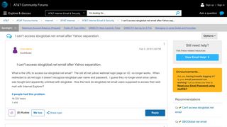 I can't access sbcglobal.net email after Yahoo sep... - AT&T ...