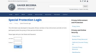 Special Protection Login | State of California - Department of Justice ...