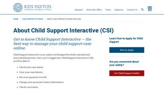 About Child Support Interactive (CSI) | Office of the Attorney General