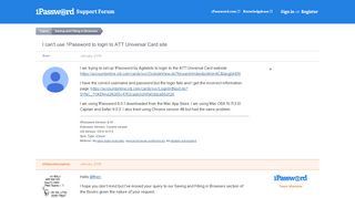I can't use 1Password to login to ATT Universal Card site ...