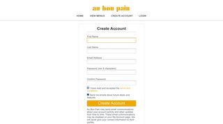 Create Account - Au Bon Pain