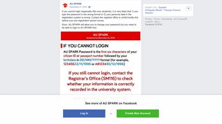 AU SPARK - If you cannot login (especially 59x-xxxx... | Facebook