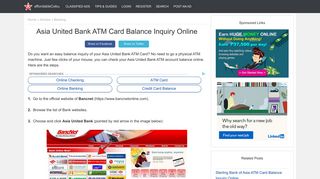 Asia United Bank ATM Card Balance Inquiry Online - Banking 14719