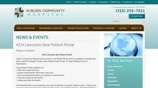 ACH Launches New Patient Portal - Auburn Community Hospital