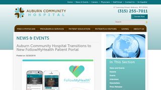 Auburn Community Hospital Transitions to New FollowMyHealth ...