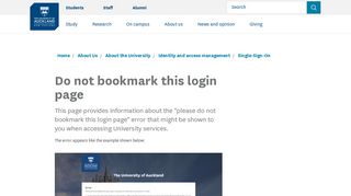 Do not bookmark this login page - The University of Auckland