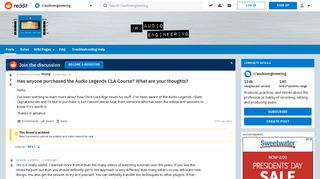 Has anyone purchased the Audio Legends CLA Course? What are your ...