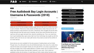Free Audiobook Bay Login Accounts | Username & Passwords (2018)