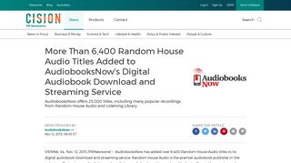 Than 6400 Random House Audio Titles Added to AudiobooksNow's ...